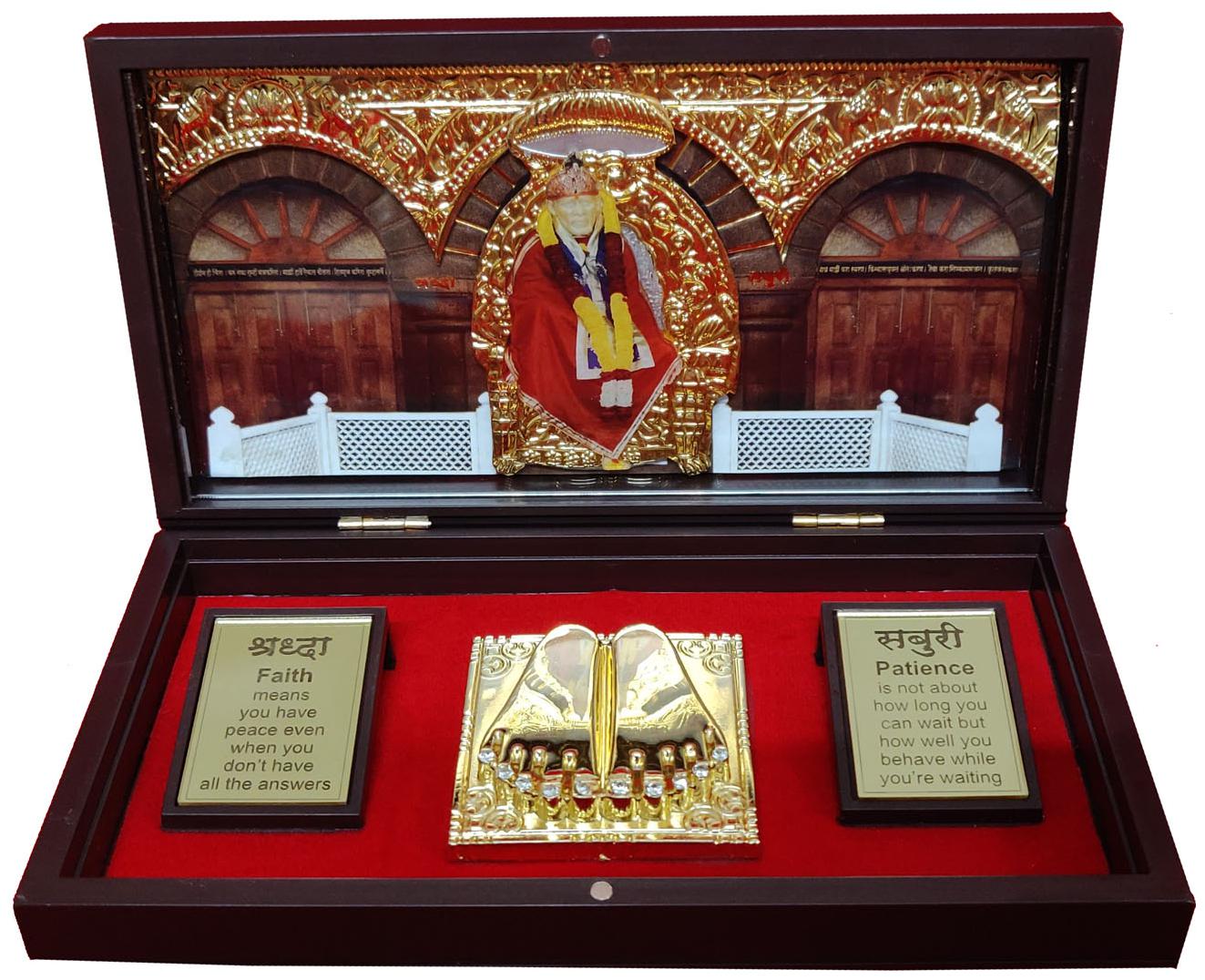 

Rangoli Lord Om Sai Ram Ji Charan Paduka Metal With Box