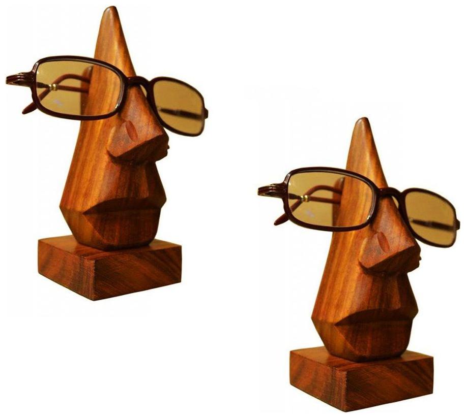 

RAVIVA Brown Wooden Handmade Nose Shaped Spectacles Holder Stand - Pack Of 2