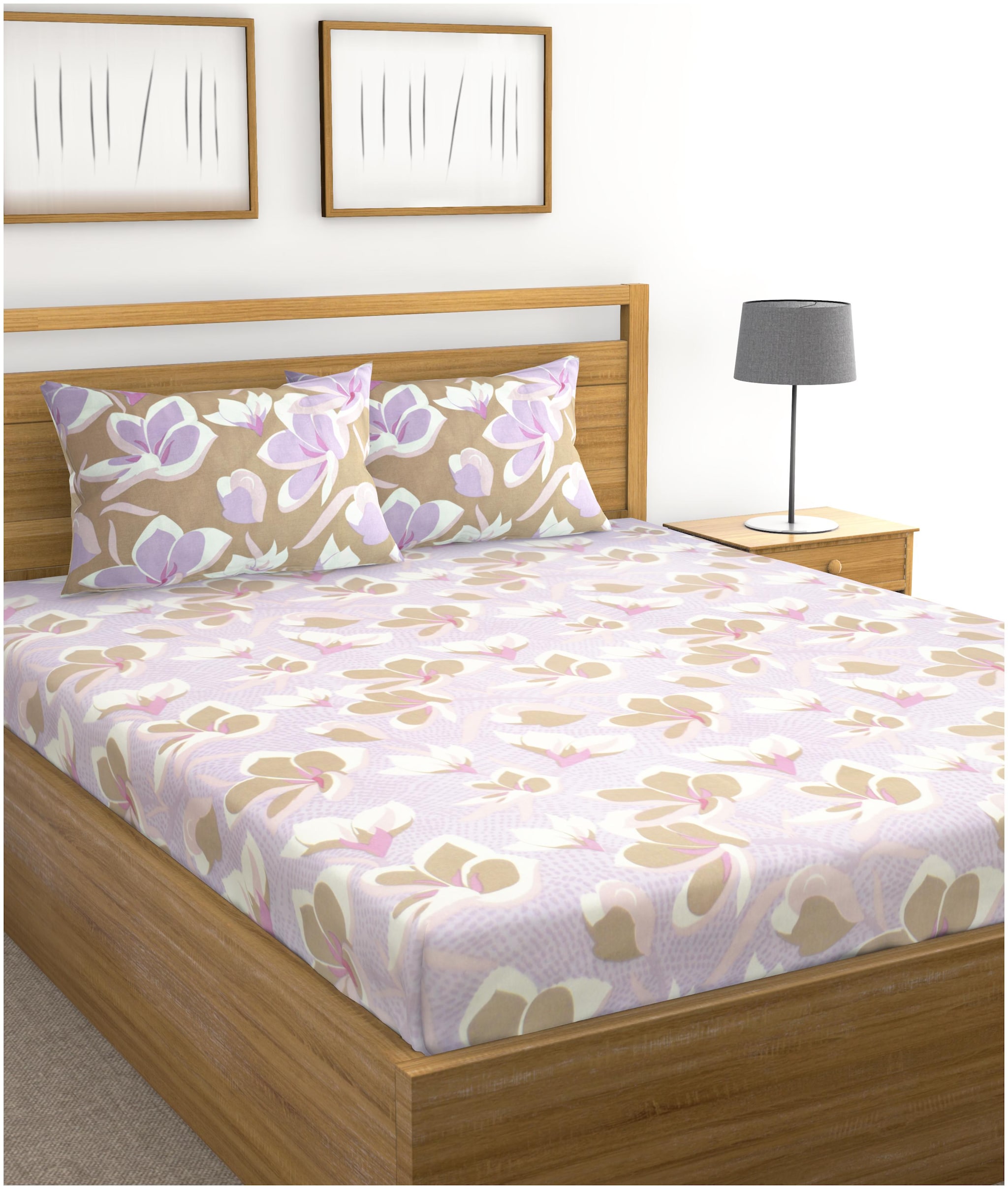 Buy Raymond Home Microfiber Floral Double Size Bedsheet 120 TC ( 1 Bedsheet With 2 Pillow Covers