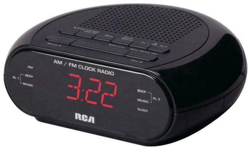 

RCA RC205 Dual Alarm Clock Radio with Red LED and Dual Wake