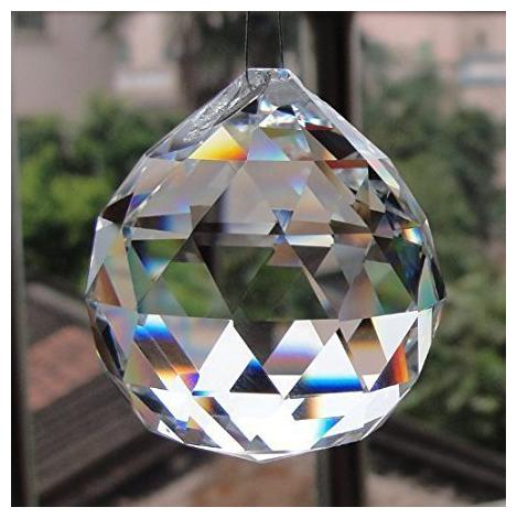 

REBUY Crystal Fengshui Clear Crystal Hanging Ball Sun Catcher for Positive Energy and and Good Luck Prosperity 40 mm