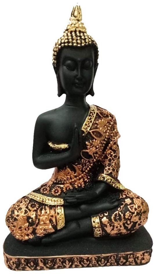 

REBUY Handcrafted Polyresin Sitting Buddha Figurine Idol Statue Showpiece (20 cm X 11 cm X 7 cm) - Black Gold