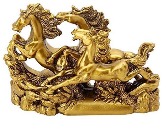 

Red Ballons Three Golden Running Horses Victory Horses for Feng Shui Home Decor and Vastu