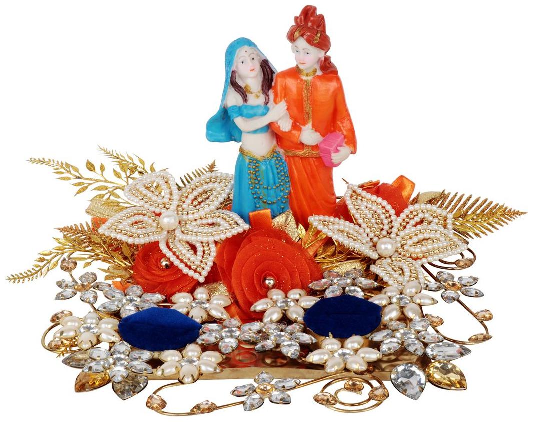 

Red Blue Wedding Engagement Ring Platter Holder With 2 Ring Holders