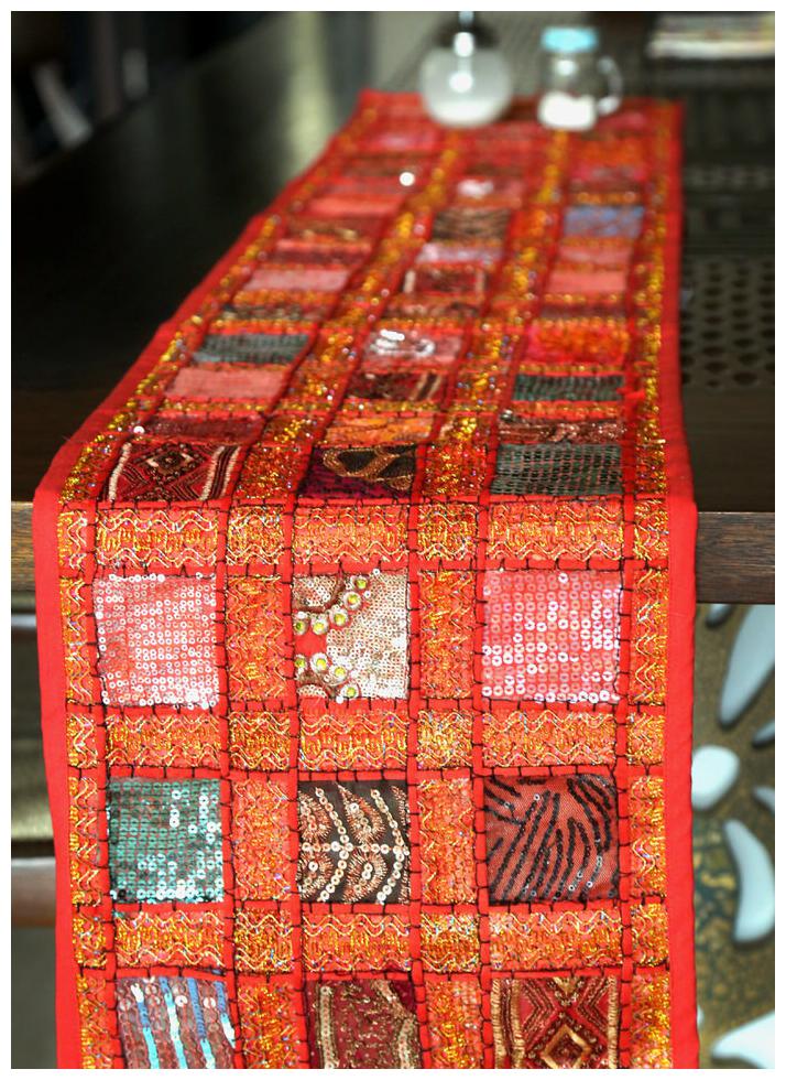 

Red Cotton Patchwork Pack of 1 Table Runner by Rajrang -(72 X 16 inch)