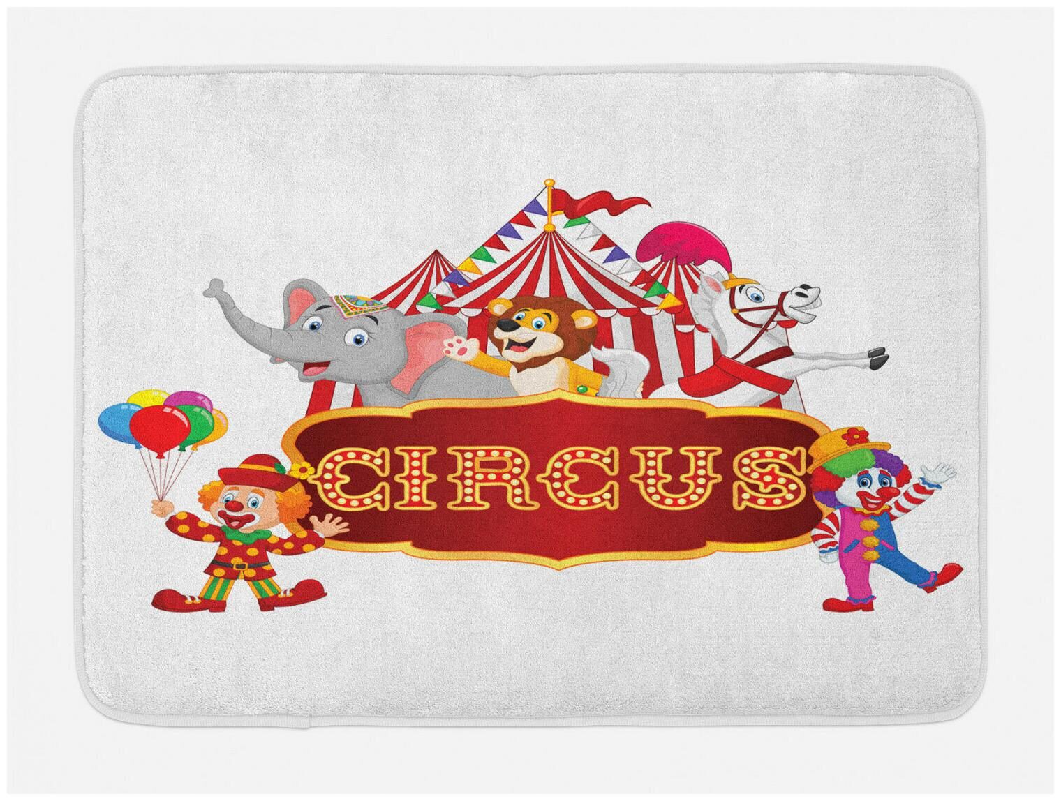 

Red White Bath Mat Nostalgic Circus Tent Non-Slip Plush Mat 29 5 X 17 5 Inches