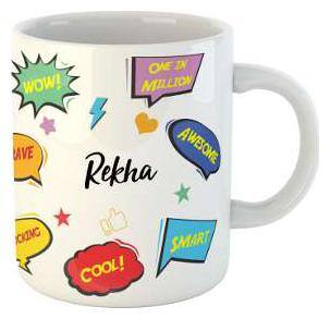 Rekha Name Printed Ceramic Coffee Mug. Best Gift For Birthday by AshvahTM