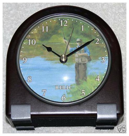 

RELIC Solid Wood Desk Clock Fisherman Holiday Gift box