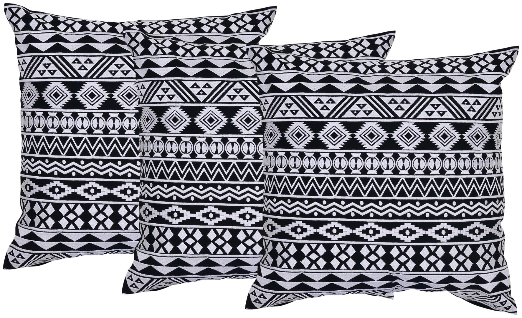 

Reme Embroidered Black and White Cotton Square Decorative Cushion Covers