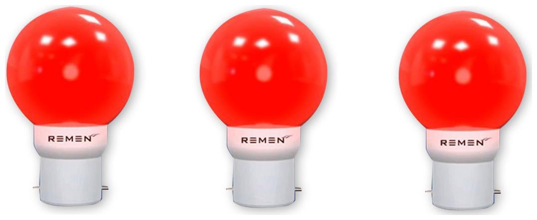 

REMEN 0 5 W Base B22 LED Night Bulb Red (Pack of 3)