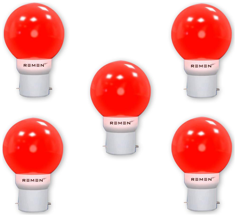 

REMEN 0 5 W Base B22 LED Night Bulb Red (Pack Of 5)