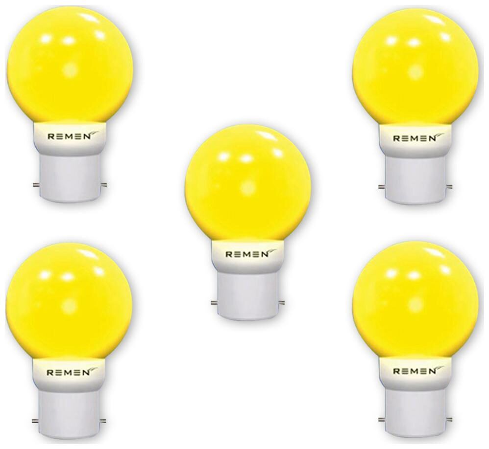 

REMEN 0 5 W Base B22 LED Night Bulb Yellow (Pack of 5)