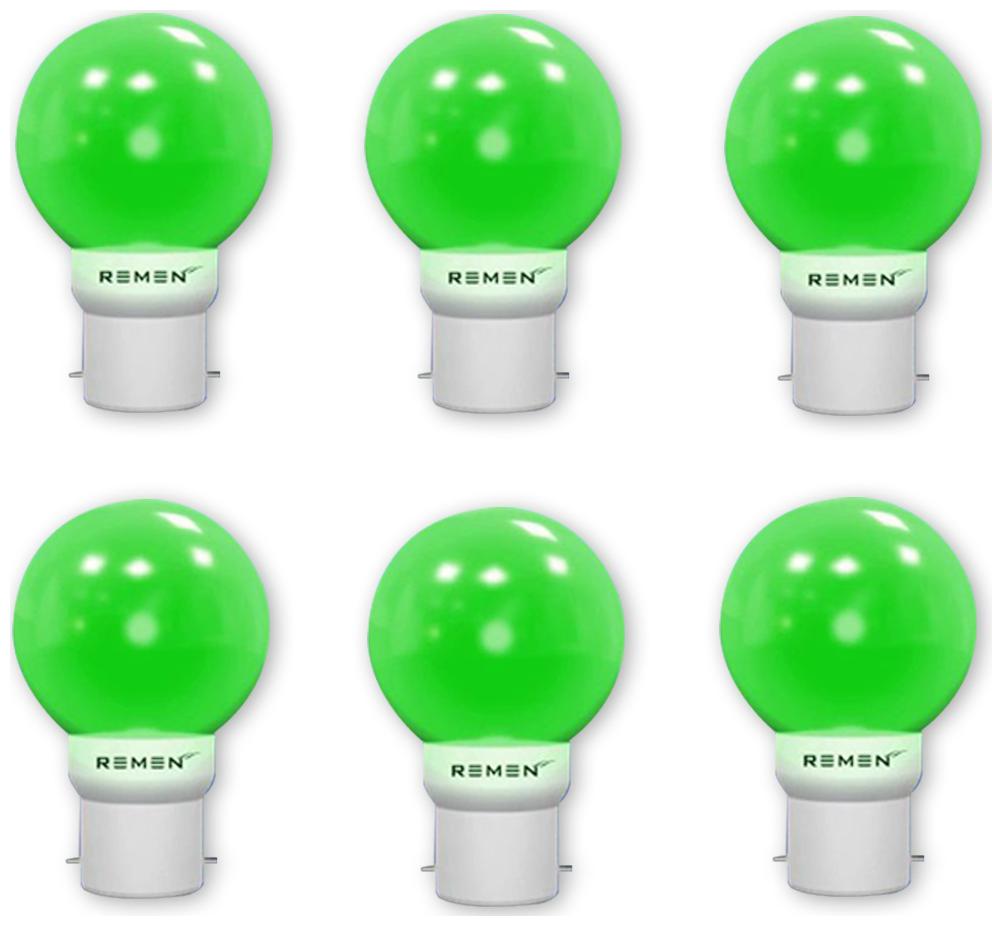 

REMEN 0 5 watt Base B22 LED Night Bulb Green (Pack of 6)