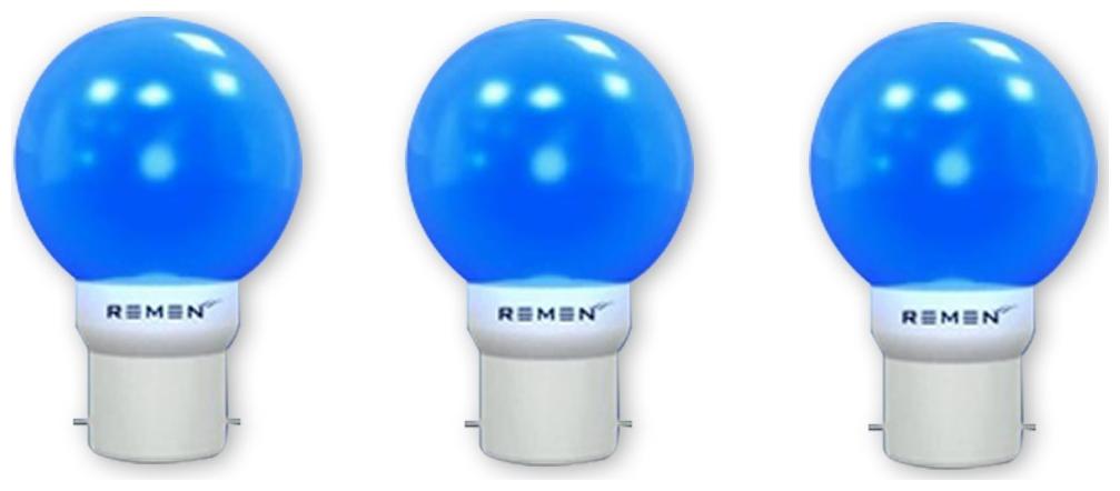 

REMEN 0 5 W Base B22 LED Night Bulb Blue (Pack of 3)