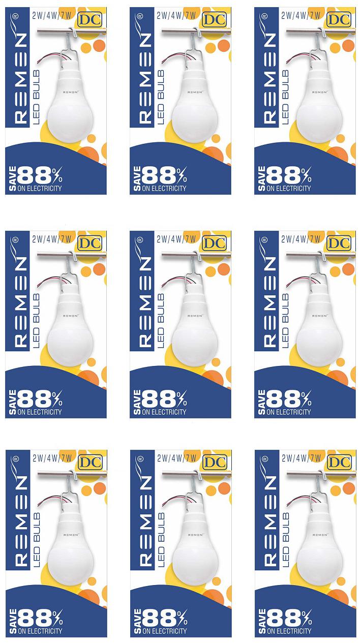 

REMEN 4Watt 12V Solar Led Bulb Cool Day Light (Pack of 9)