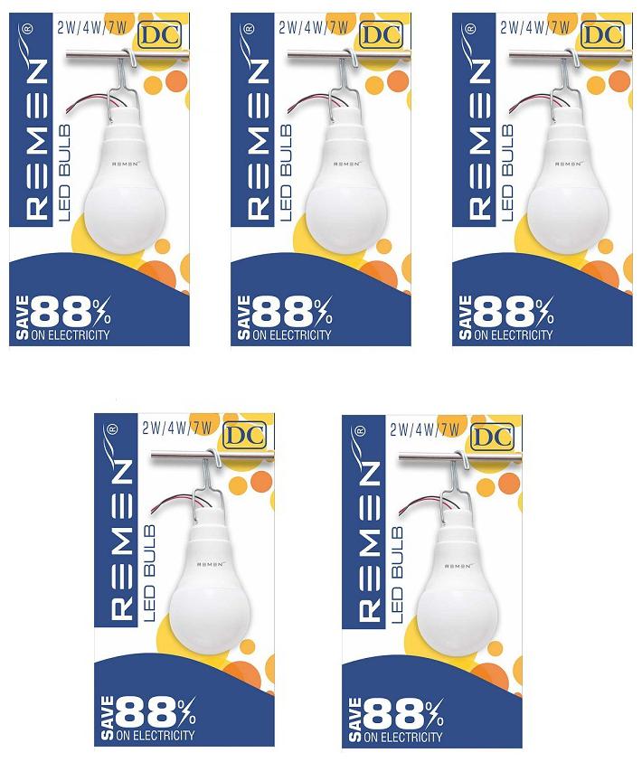

REMEN 4Watt 12V Solar Led Bulb Cool Day Light (Pack of 5)