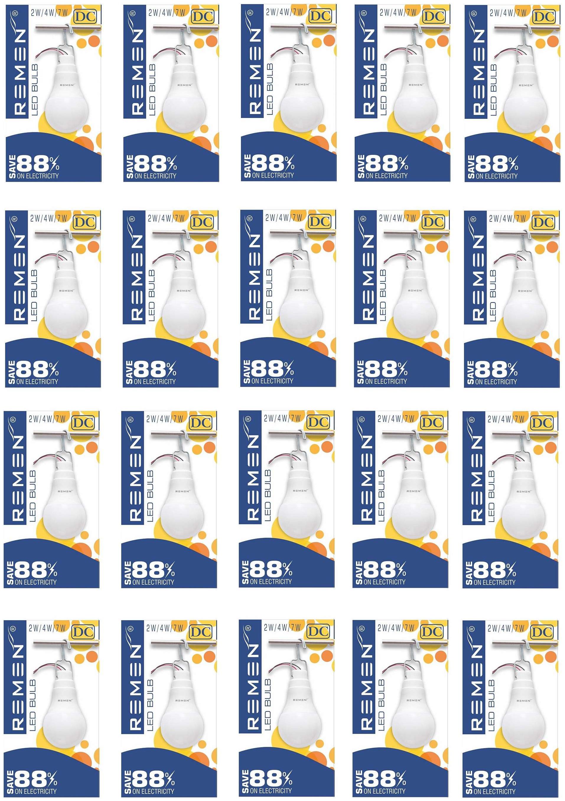 

REMEN 7Watt 12V Solar Led Bulb Cool Day Light (Pack of 20)