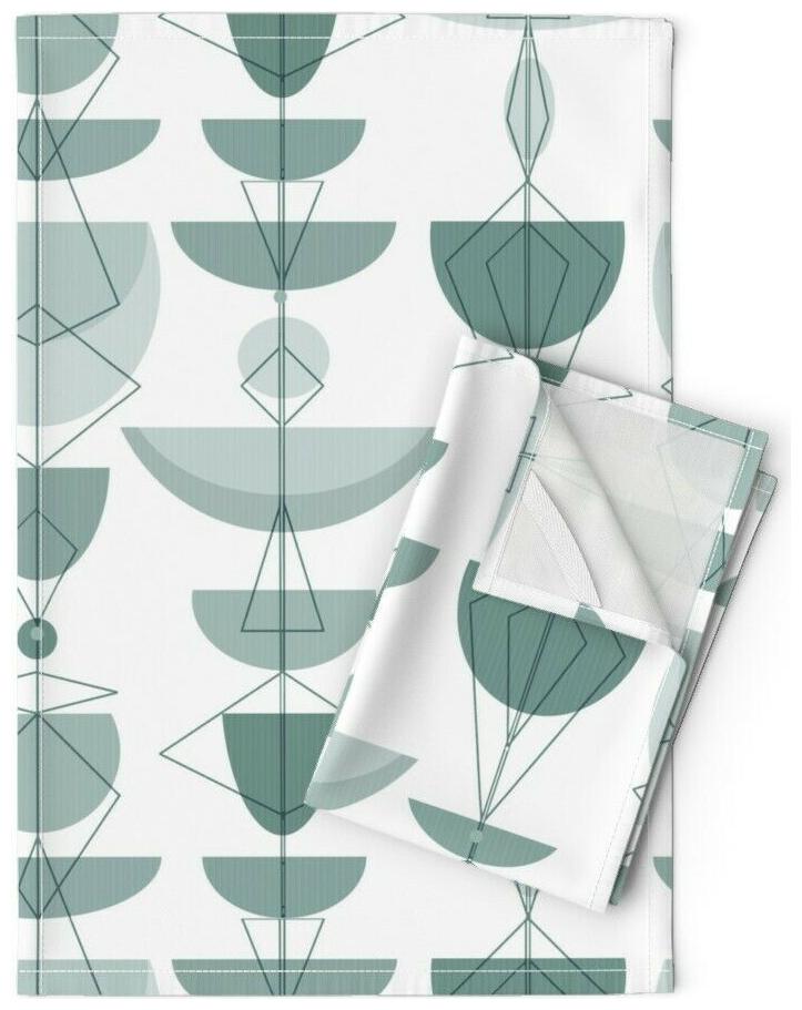 

Retro Mcm Abstract Modern Row Linen Cotton Tea Towels by Roostery Set of 2