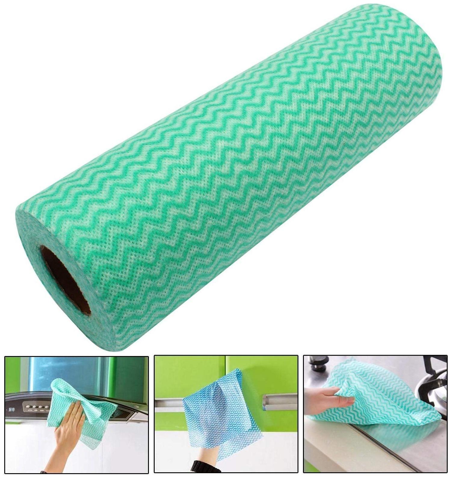 

Reusable Super Absorbent Cleaning Wipes Paper Towel Roll for Kitchen (80 Sheets in 1 Roll 23x21Cm) Assorted Color