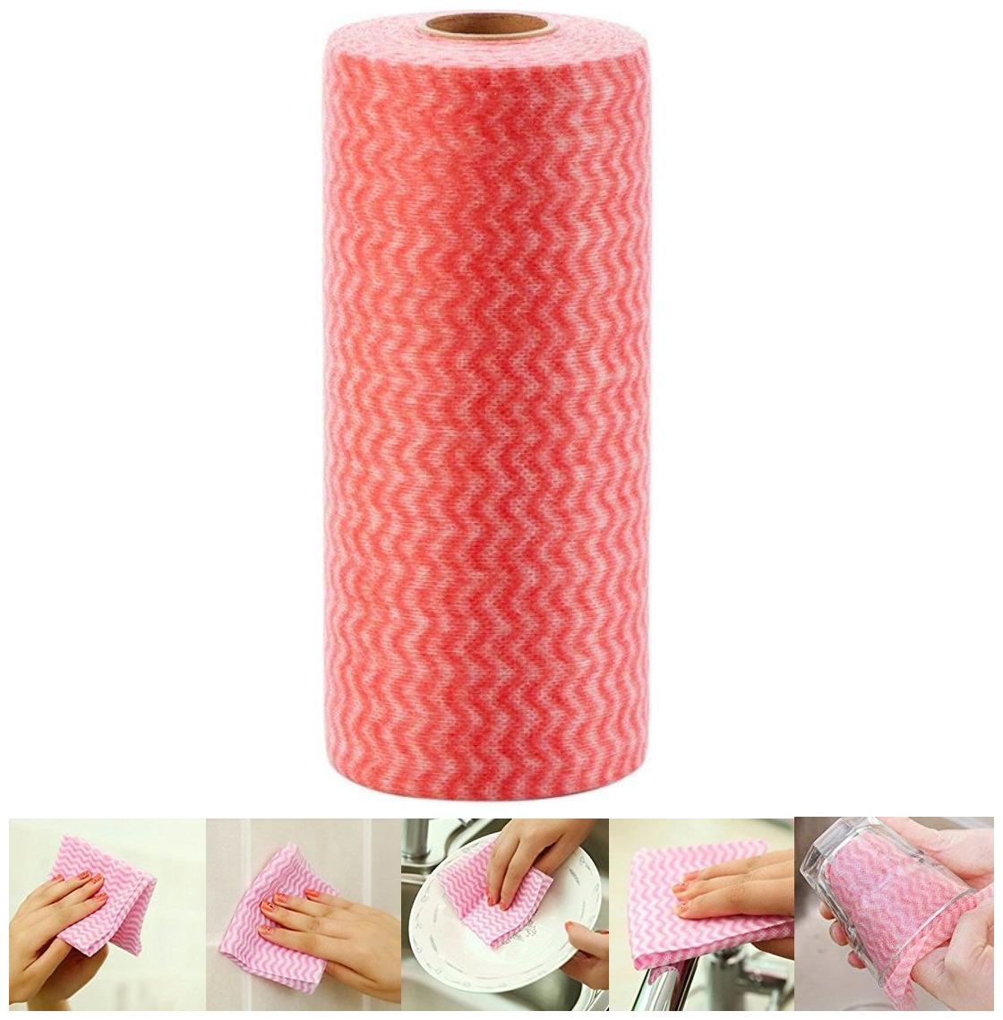 

Reusable Washable Absorbent Cleaning Wipes Towel Roll For Kitchen Bathroom (Assorted Color) 80 Pulls in 1 Roll