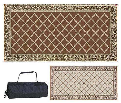

Reversible Outdoor Mat Polypropylene Material Camping Durable Brown Beige 9x18