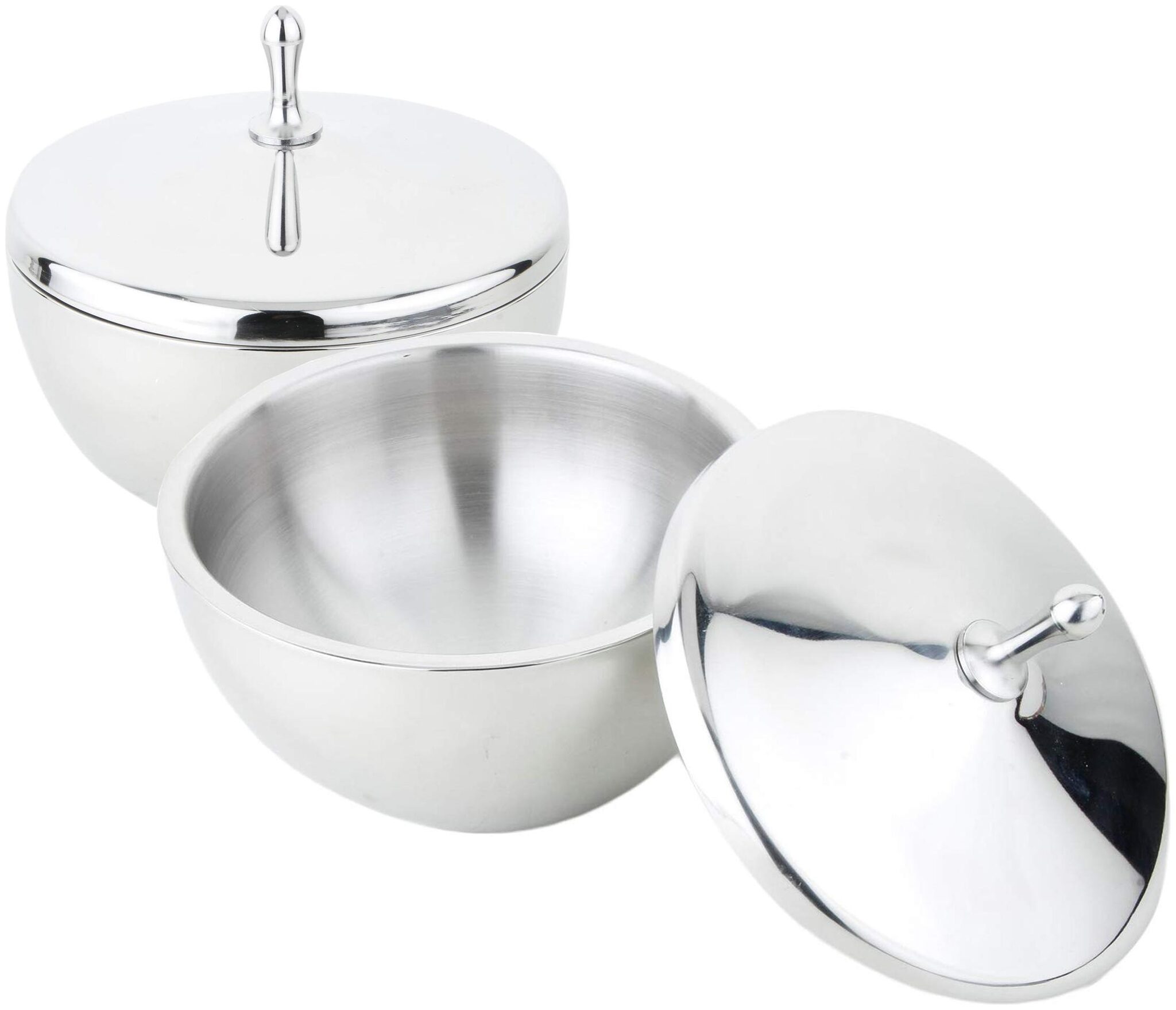 

RK HANDICRAftS DOUBLE WALLED STAINLESS STEEL SERVING BOWL SET OF 2 1 5L SILVER