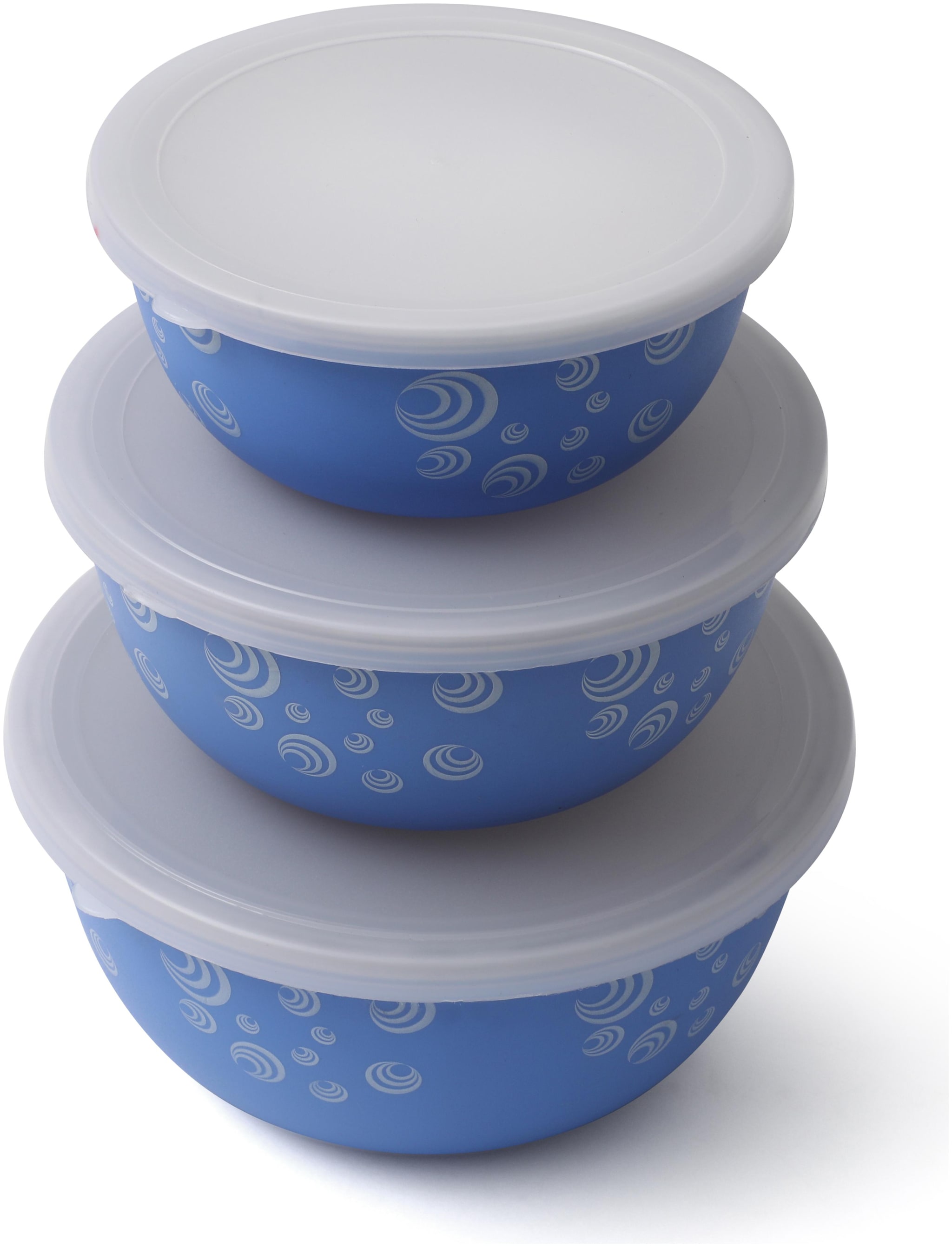 

Rk Handicrafts Stainless Steel Flora Print Blue Bowl Set Of 3