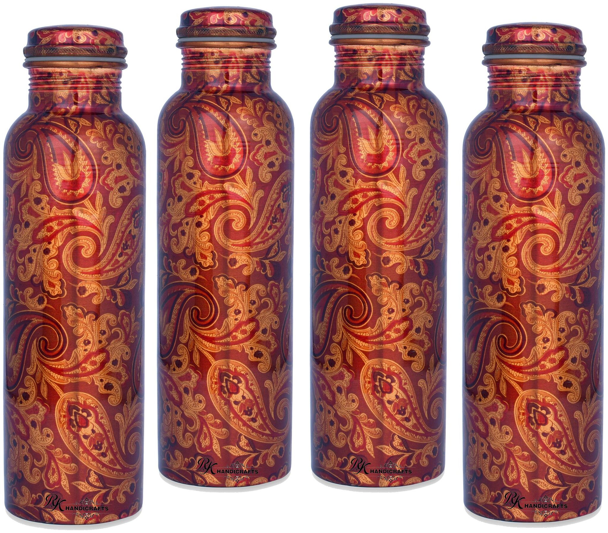 

RK HANDICRAFTS Copper Brown Water Bottle ( 1000 ml Set of 4 )