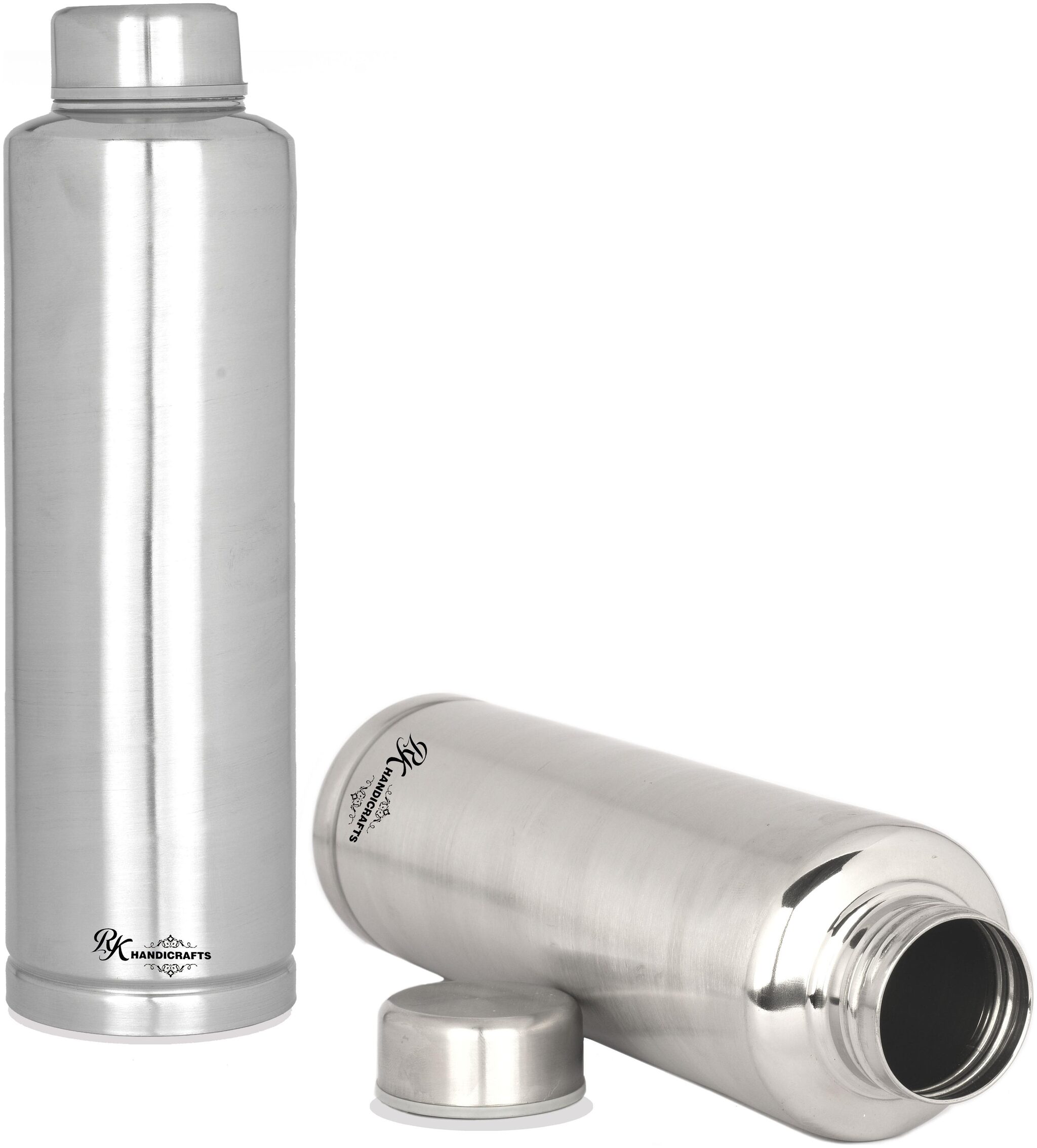 

RK HANDICRAFTS Stainless Steel Silver Water Bottle ( 1000 ml Set of 2 )