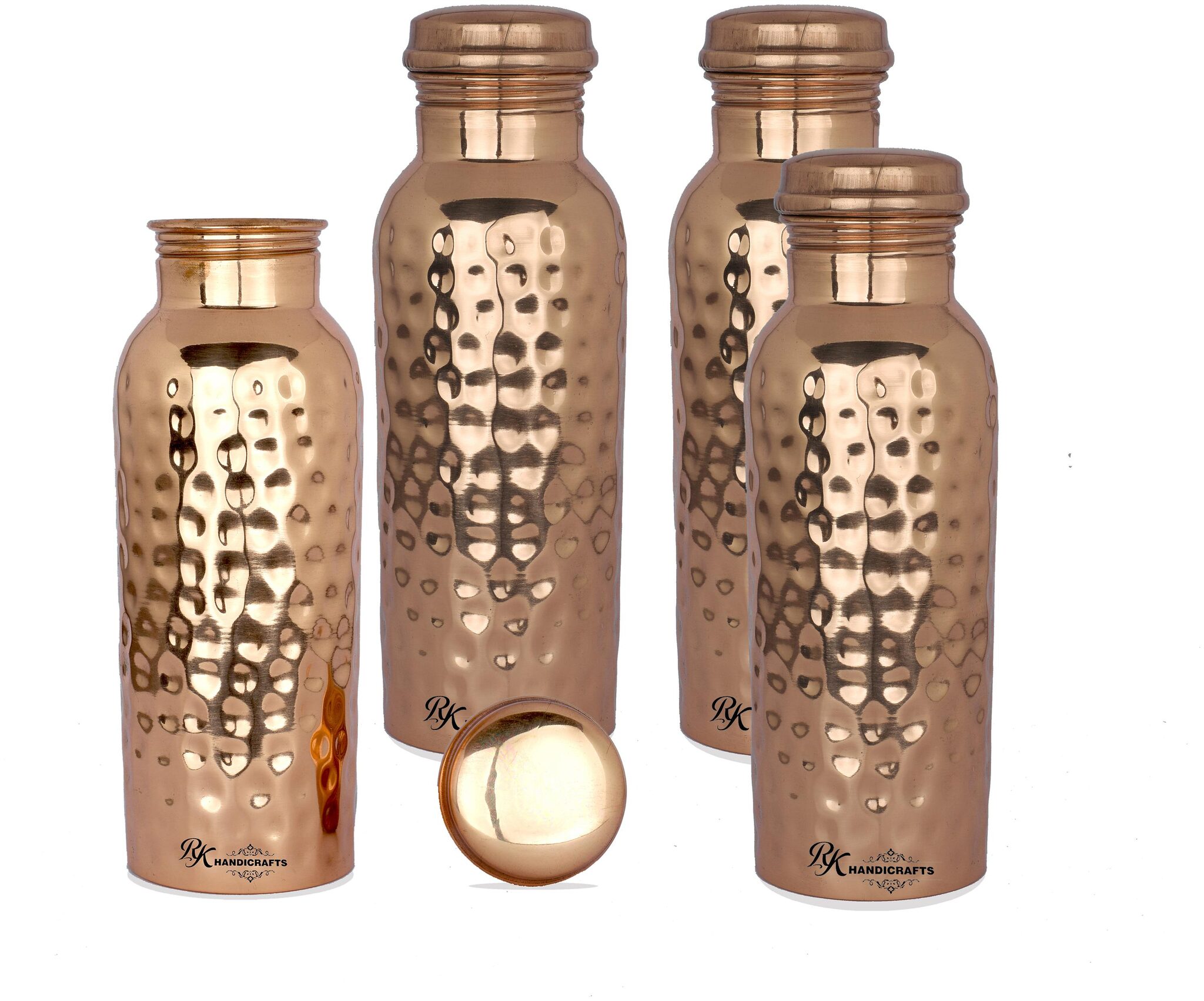 

RK HANDICRAFTS Copper Brown Water Bottle ( 600 ml Set of 4 )