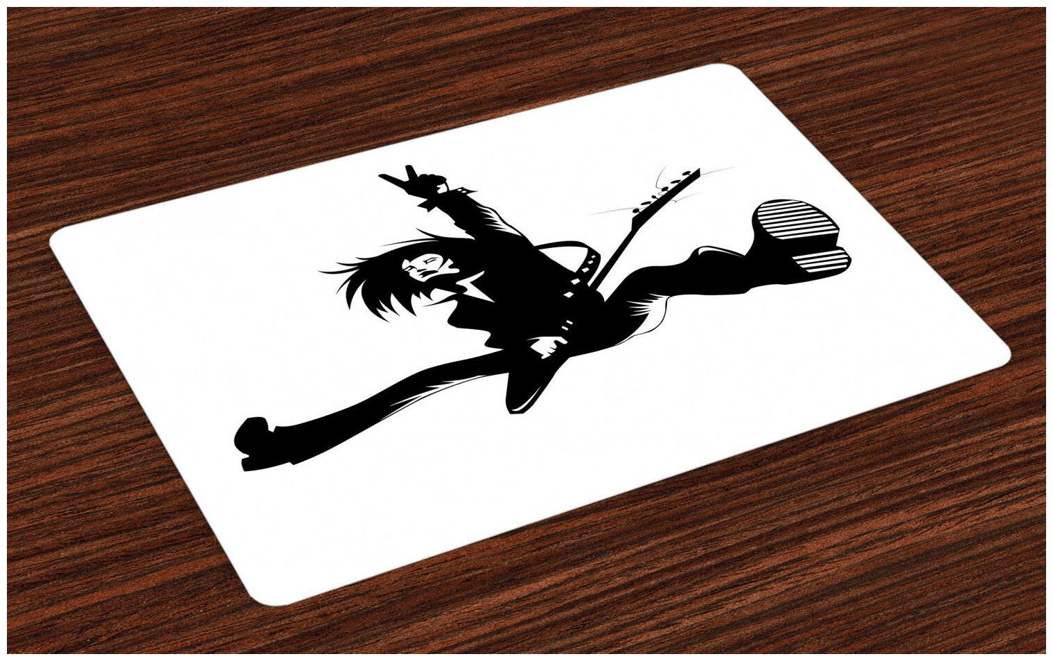 

Rock Music Placemats Set of 4 by Ambesonne Washable Fabric Place Mats for Table