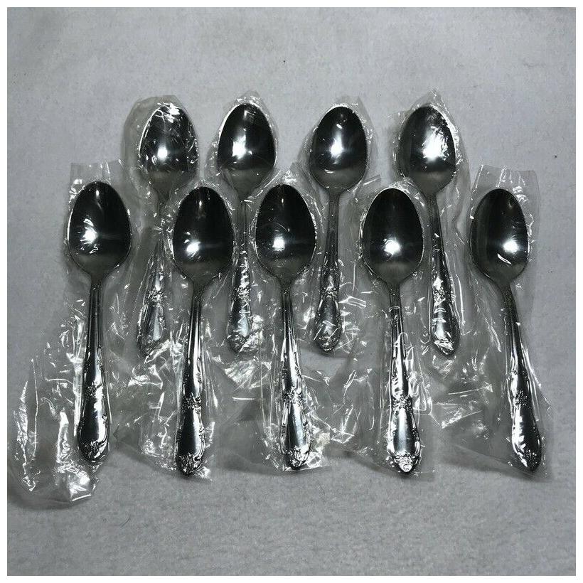

Rogers ONEIDA stainless flatware FENWAY Set 9 Dessert Spoons 18 New sealed