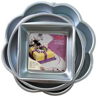 Rolex Aluminium Cake Mould 3 pc Set (Square Round Flower)