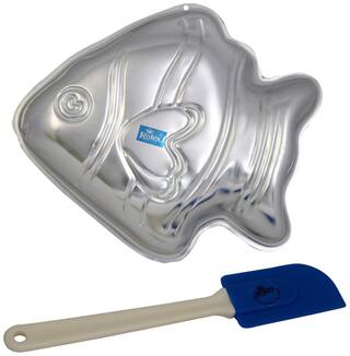 Rolex Aluminium Cake Mould Pans Heart Fish + Small Spatulla 1 kg. Cake