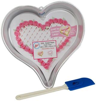Rolex Aluminium Cake Mould Pans  Sweet Heart + Spatulla Small