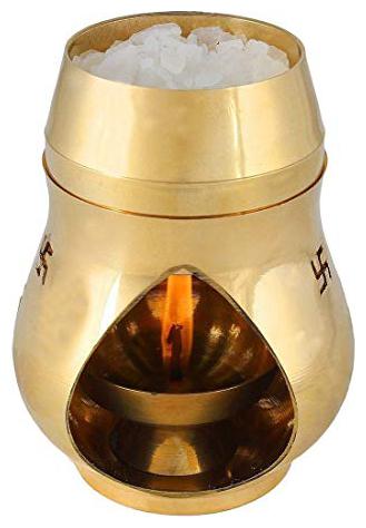 

Rolimoli Brass Vastu Incense Burner Camphor Lamp Oil Diffuser with Diya Golden (Large)