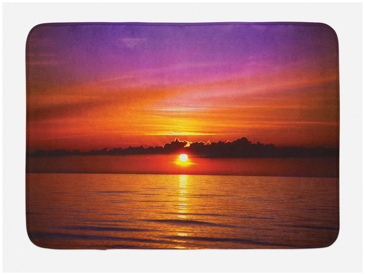 

Romantic Bath Mat Colorful Beach Sunset Non-Slip Plush Mat 29 5 X 17 5 Inches