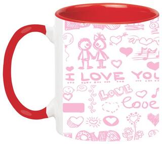 Romantic Couple Cycling Printed Coffee Mug - Love Couple Mug - Gift for Couple-Mug-1674-Red