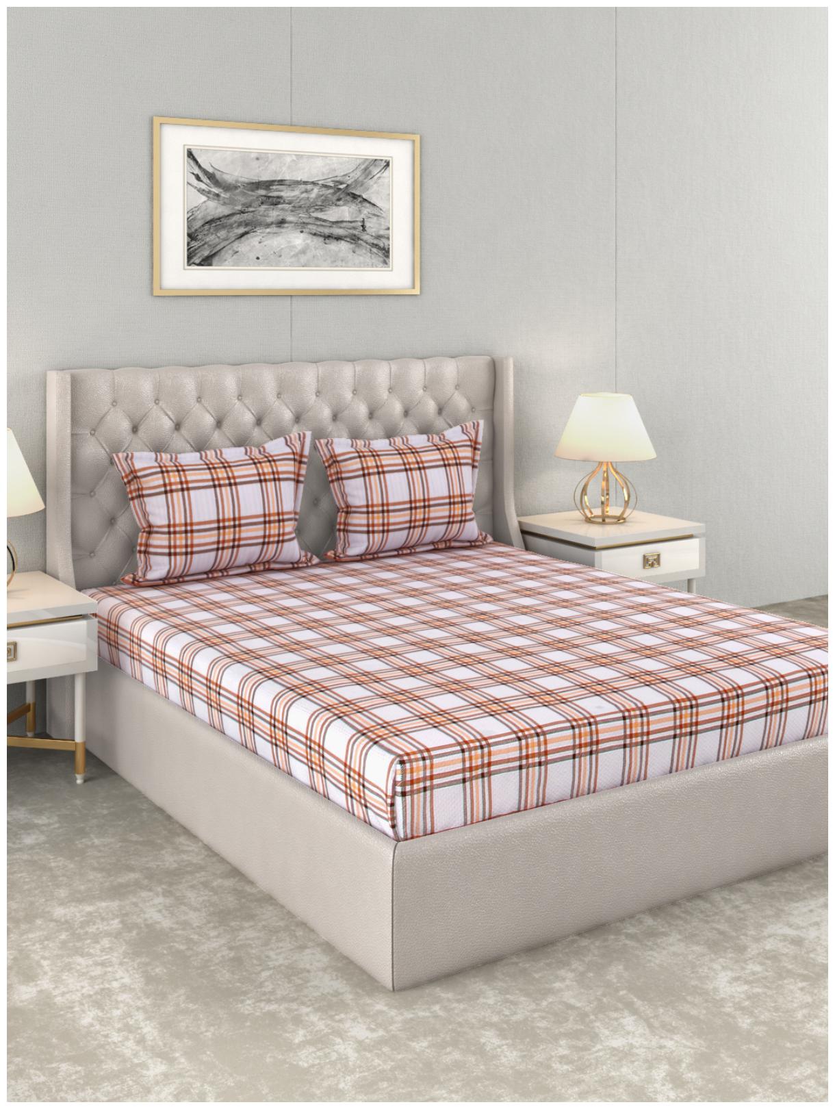 

ROMEE Cotton Checkered Queen Size Bedsheet 144 TC ( 1 Bedsheet With 2 Pillow Covers Multi )