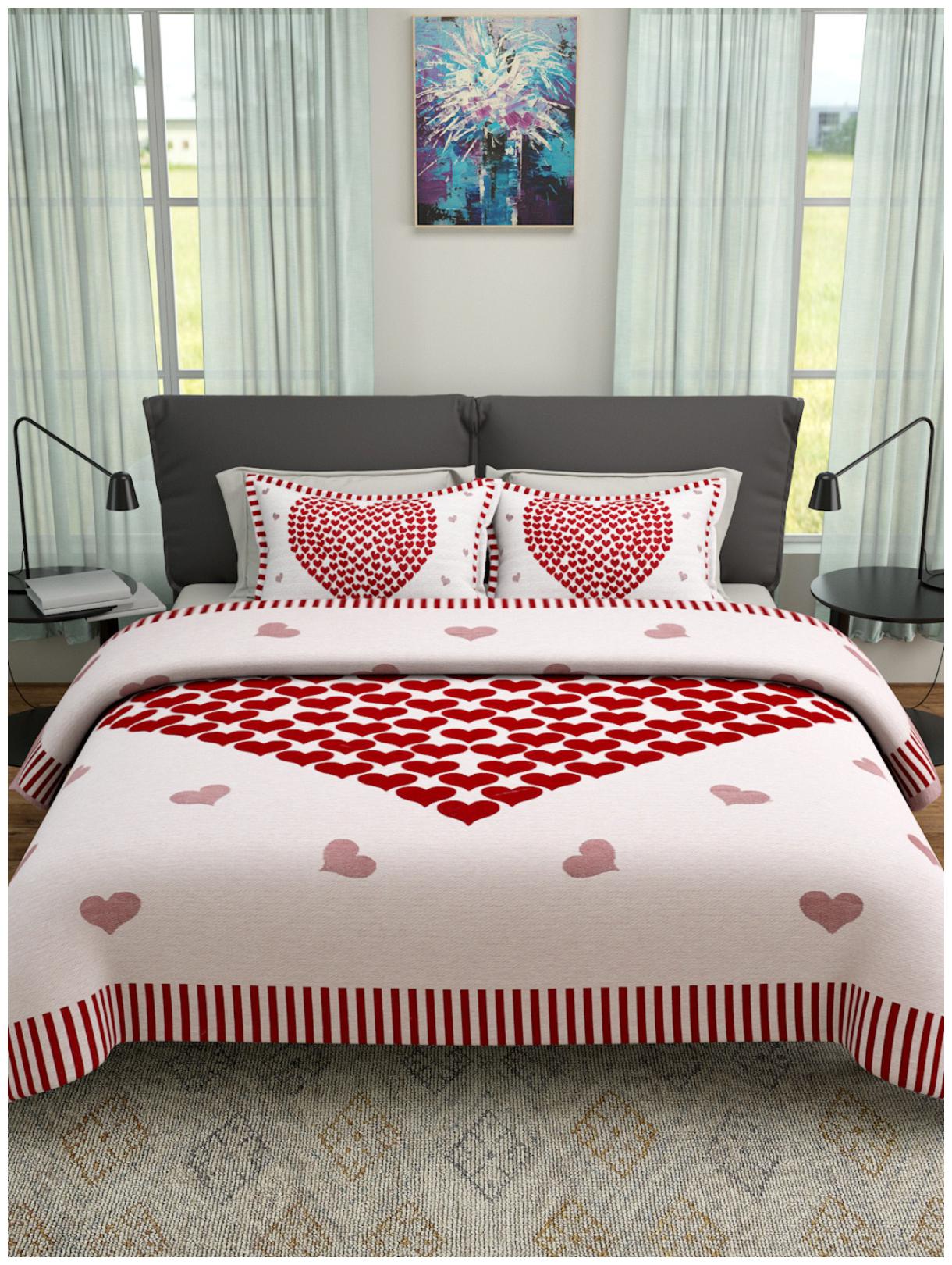 

ROMEE Poly Cotton Printed Queen Size Bedsheet 400 TC ( 1 Bedsheet With 2 Pillow Covers Beige )