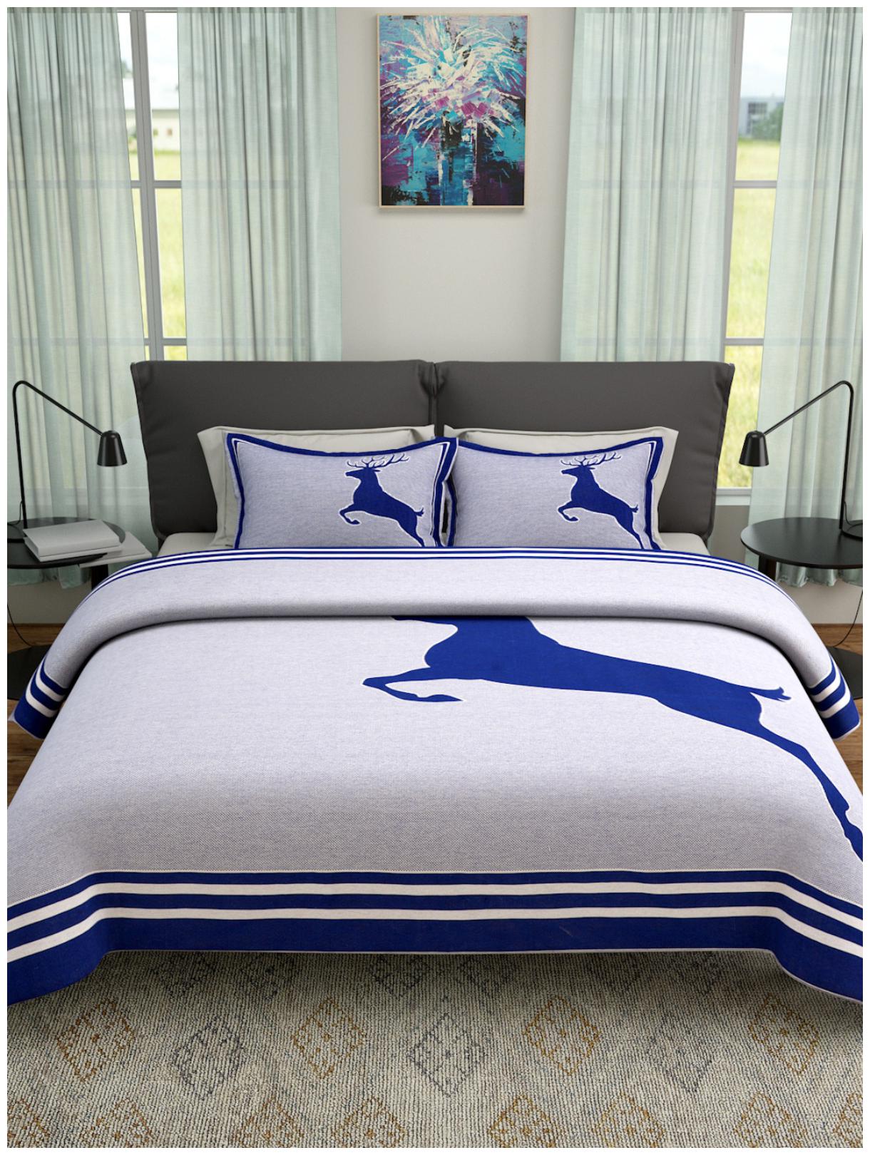 

ROMEE Poly Cotton Printed Queen Size Bedsheet 400 TC ( 1 Bedsheet With 2 Pillow Covers White )