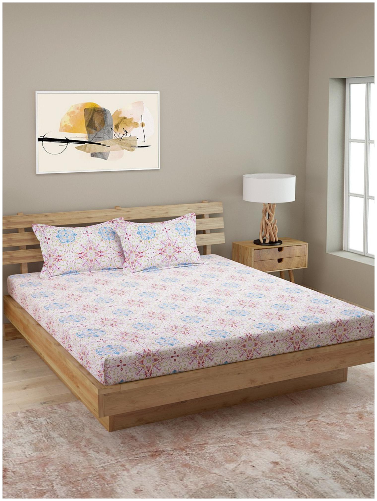 

ROMEE Cotton Floral Queen Size Bedsheet 210 TC ( 1 Bedsheet With 2 Pillow Covers Multi )
