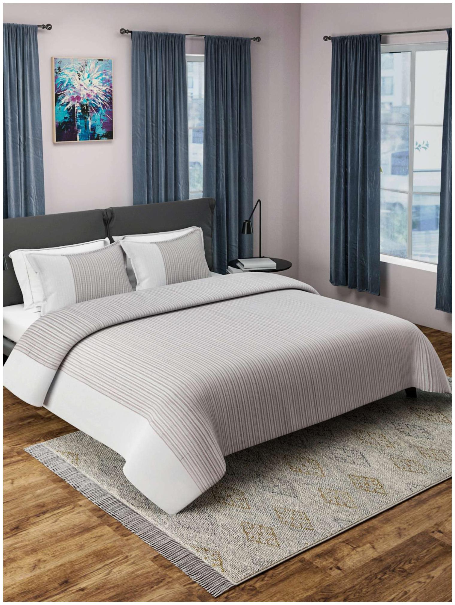 

ROMEE Cotton Striped Double Size Bedsheet 400 TC ( 1 Bedsheet With 2 Pillow Covers Beige )