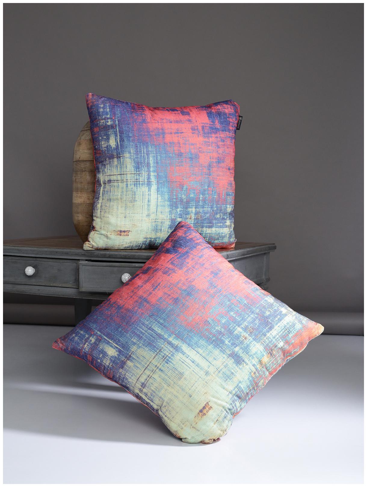 

ROMEE Abstract Chenille Blue Cushion Cover ( Regular Pack of 2 )
