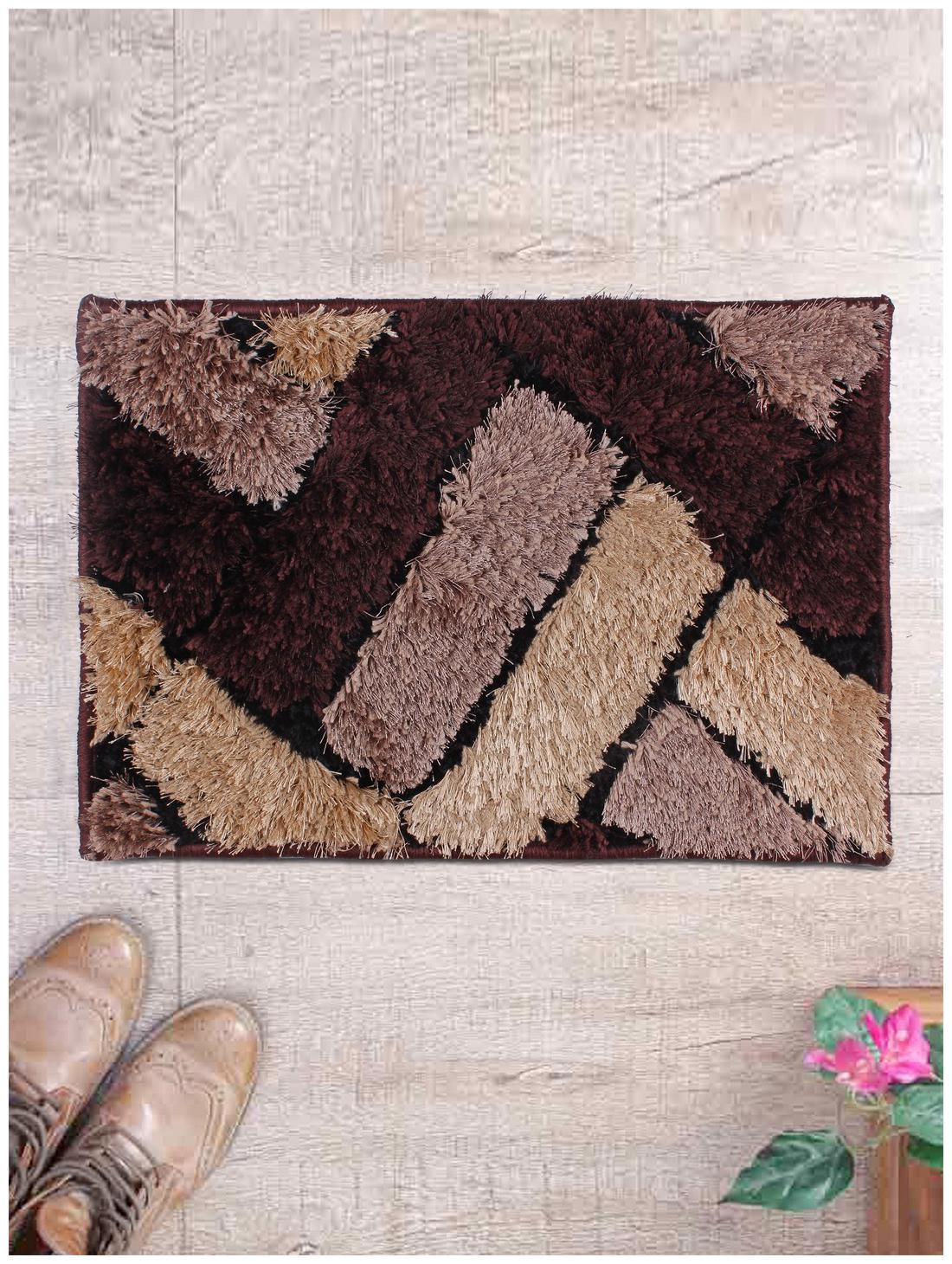 

ROMEE High Quality Coffee Brown Gold Polyester Shaggy Doormat
