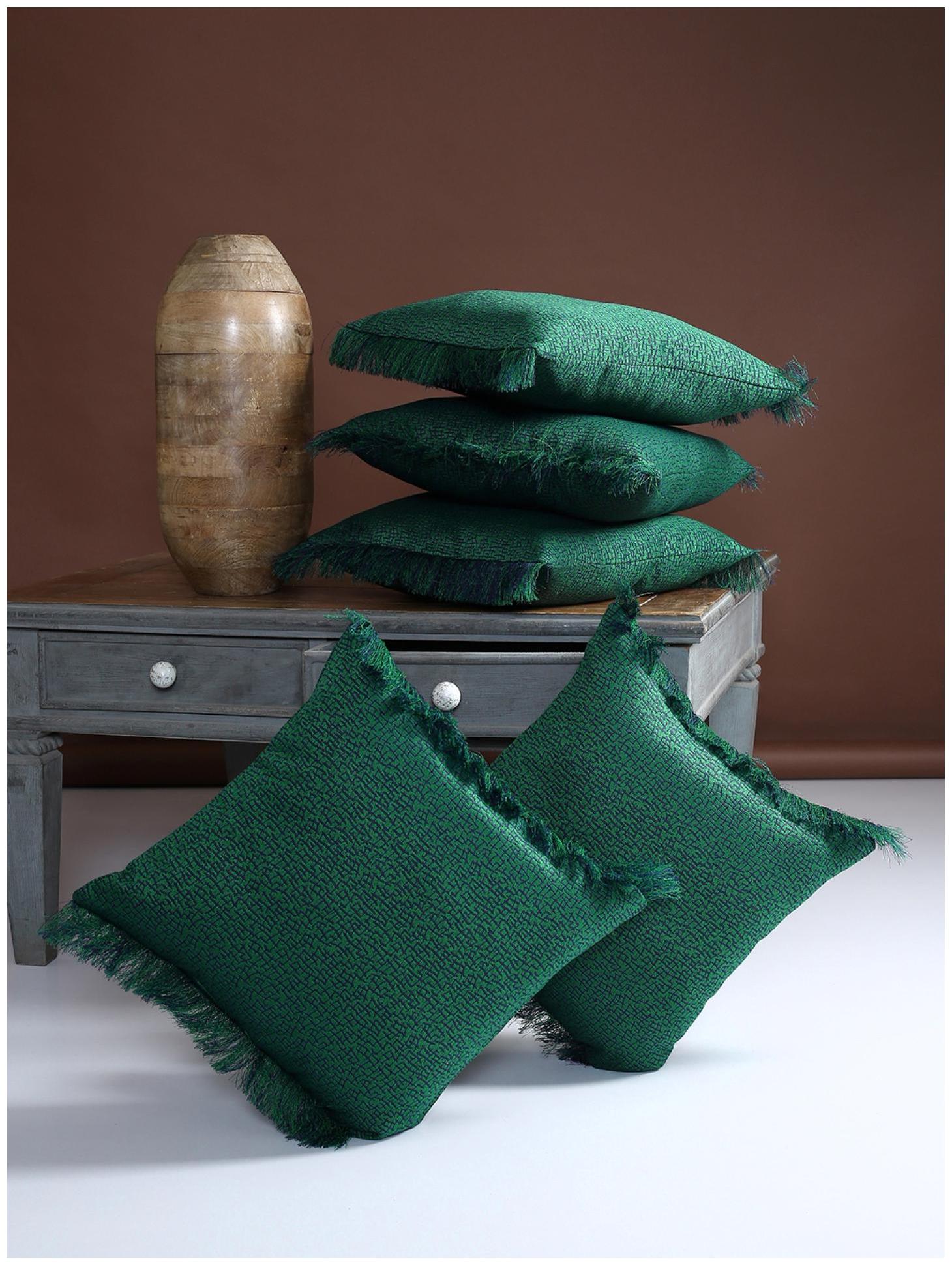 

ROMEE Printed Polyester Green Cushion Cover ( Regular Pack of 5 )