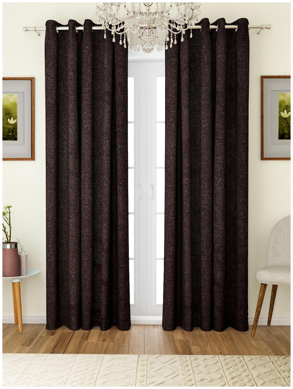 

ROMEE Polyester Door Blackout Brown Regular Curtain ( Eyelet Closure Plain )