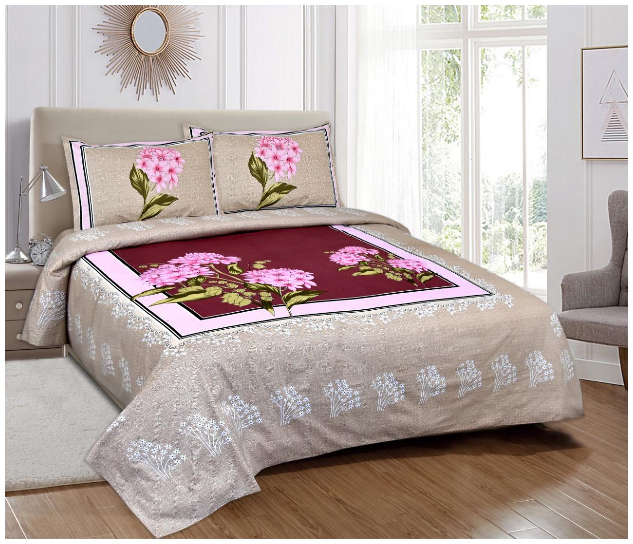 

Morado Cotton Floral Double Size Bedsheet 144 TC ( 1 Bedsheet With 2 Pillow Covers Multi )