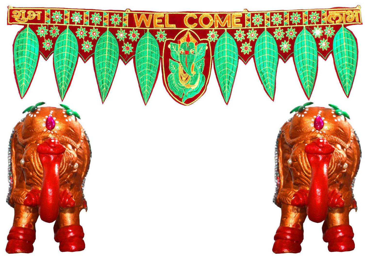 

Ronakcreation House Welcome Kit Terracotta Hand Painted Home Decoration Elephant Pair and Wall Hanging for Religious Home Decor Gift Size - (Golden Brown - 38 5 x 10 inch and 7 x 4 5 inch)