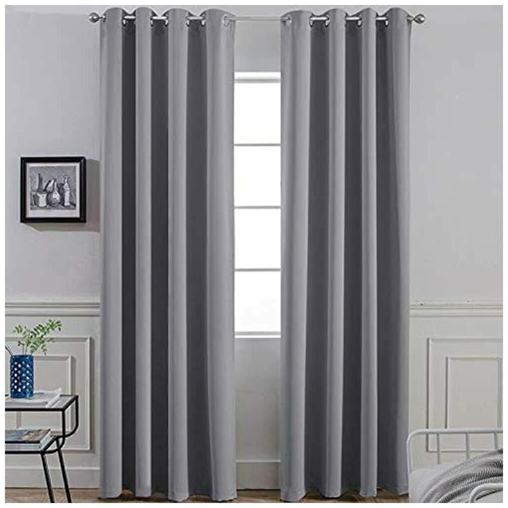 

Room Darkening Gray Blackout Curtains Thermal Insulated Grommet Panels For 52W X
